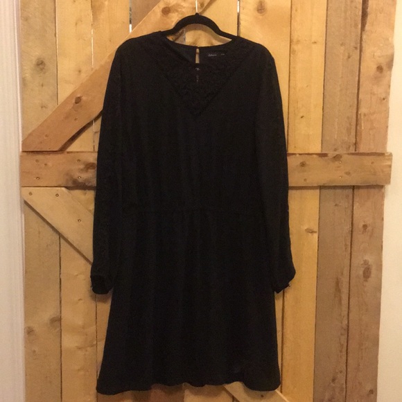 Black Dress with Lace Inserts - Picture 2 of 6